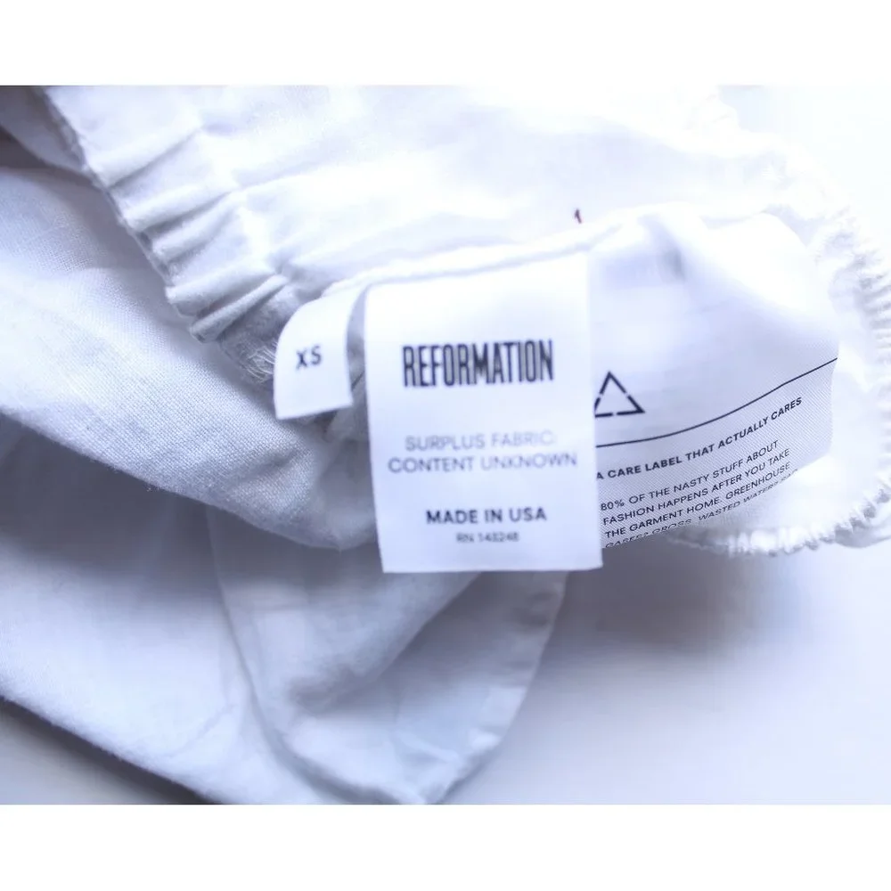 Reformation Dianna Linen Crop Top / Size XS / White Bandeau Flouncy Ruffled - Picture 7 of 7